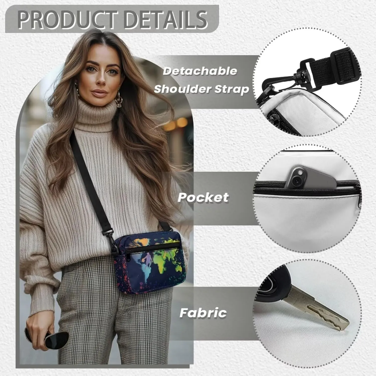 Crossbody Purse for Women Shoulder Handbag Multiple Pockets Tote Satchel Purses Messenger Bag for Travel Work