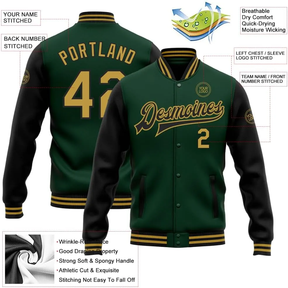 Custom Baseball Varsity Jacket Leather Sleeve Personalized Letterman Jacket Stitched Name Number for Men Women