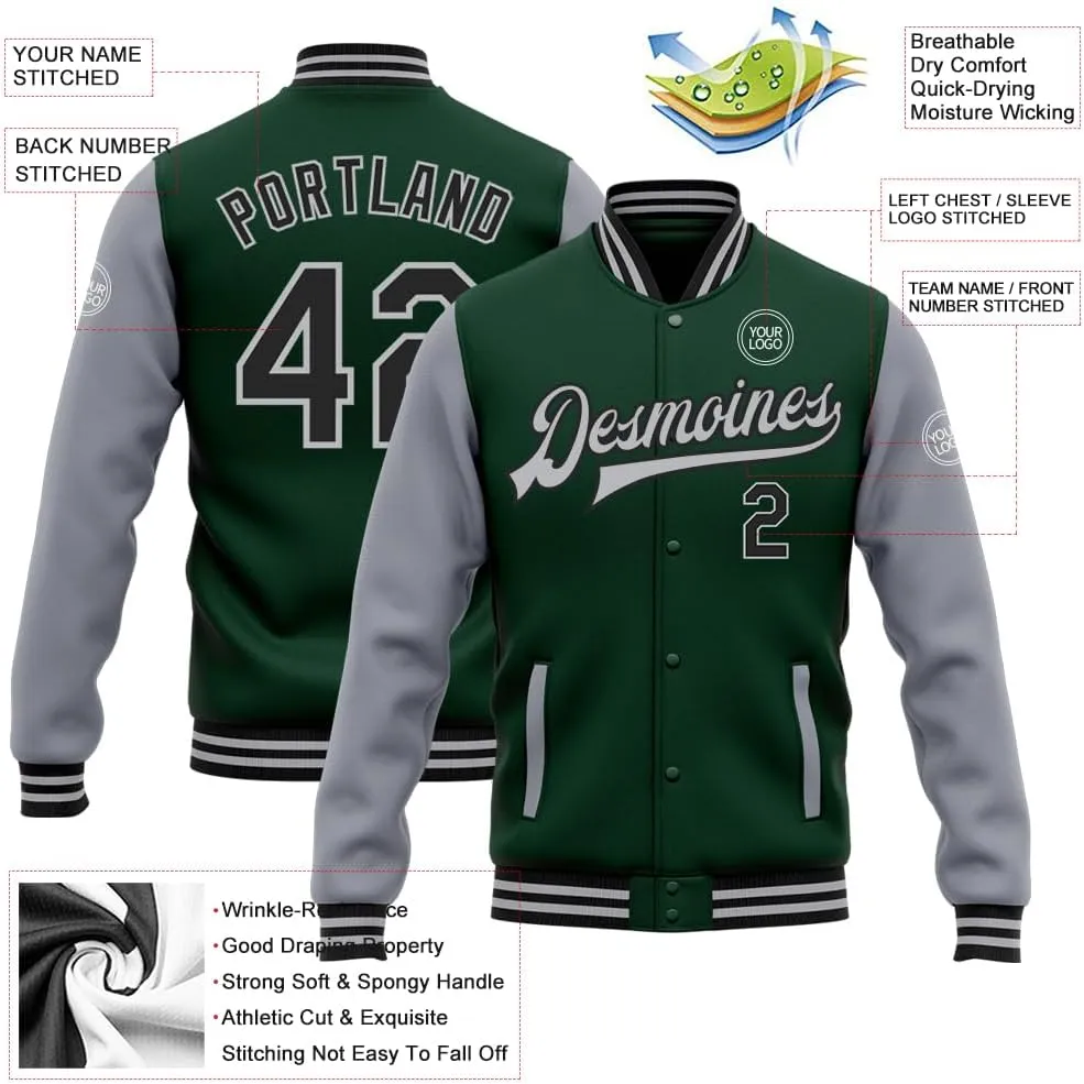 Custom Baseball Varsity Jacket Leather Sleeve Personalized Letterman Jacket Stitched Name Number for Men Women