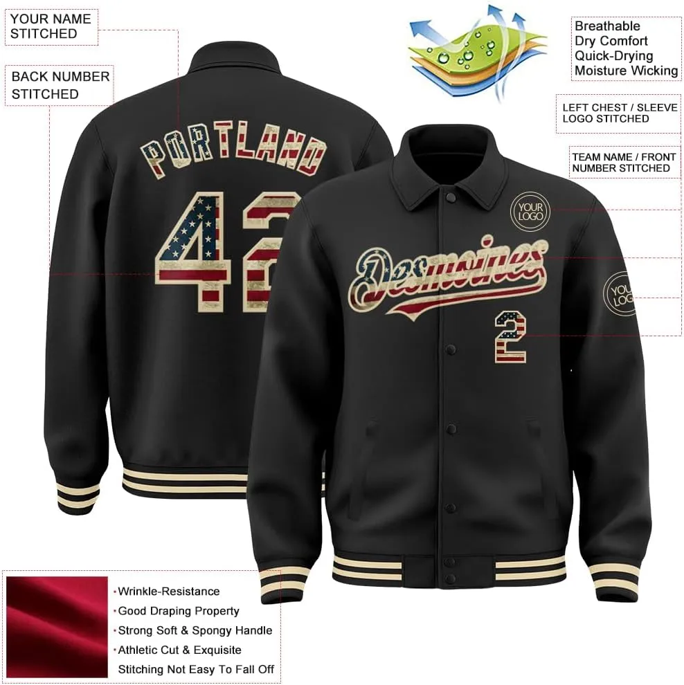 Custom Varsity Letterman Jacket Adult Youth Black Baseball Jacket Streetwear Bomber Coat Stitched Name Number Logo