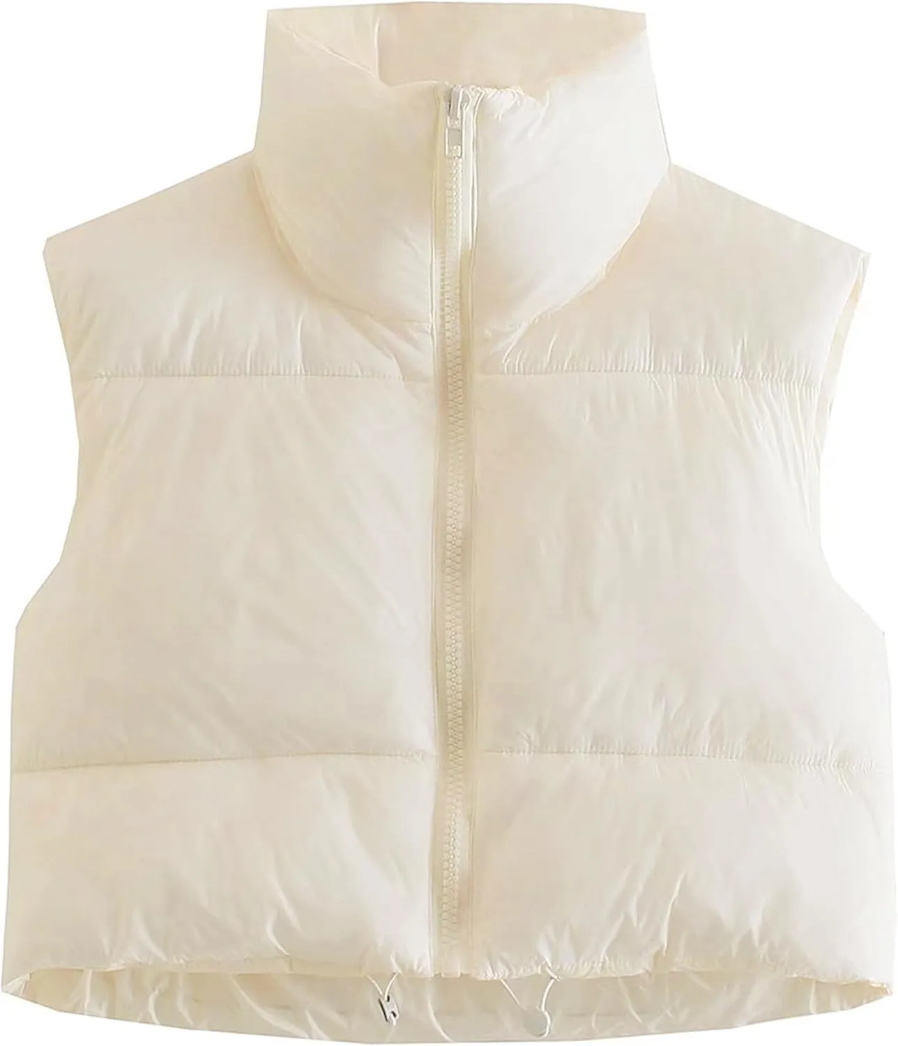 Daacee Women's Lightweight Winter Crop Puffer Vest Warm Sleeveless Zip Up Stand Collar Padded Gilet