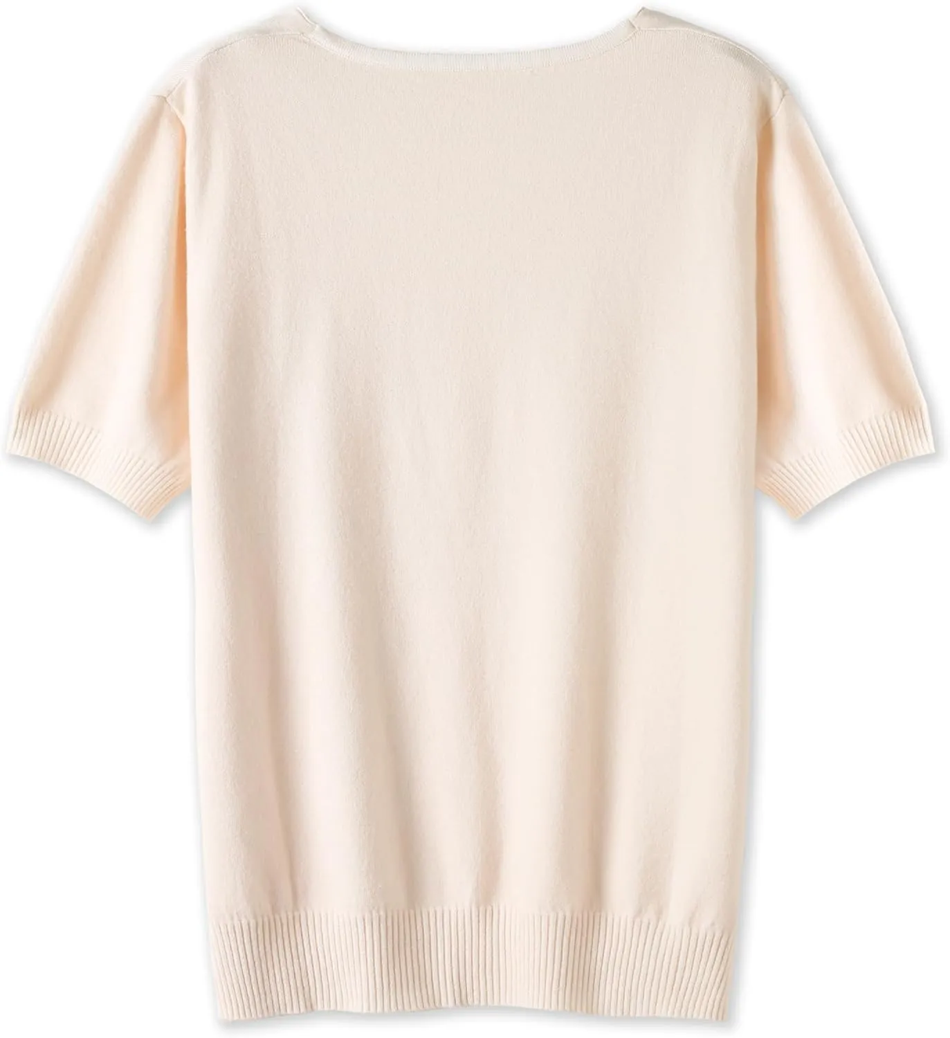 DAIMIDY Women's Short Sleeve V Neck Sweaters Casual Summer Sweater Lightweight Knit Pullover Tops