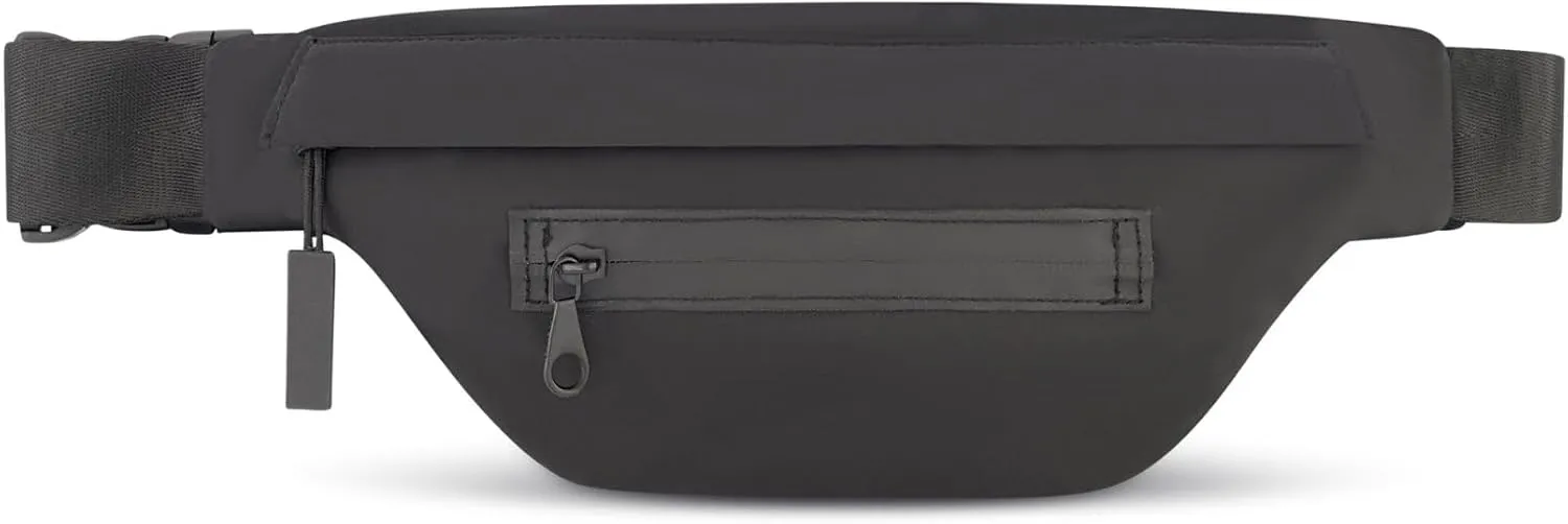 Danskin Tyler Adjustable Belt Bag, Secure & Stylish Waist Pouch with Multiple Pockets, One Size (Black)