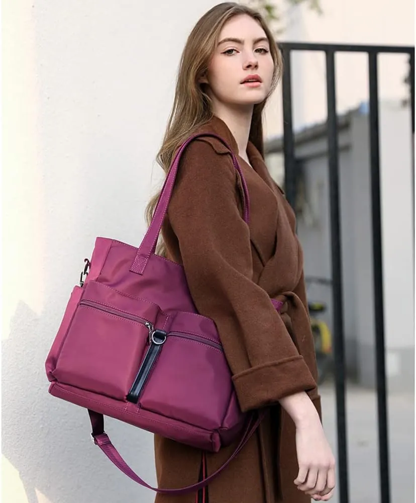 Dayfine Nylon Tote Bags for Women Waterproof Shoulder Bag Satchel Casual Handbags Lightweight Purse Multiple Pockets Bag