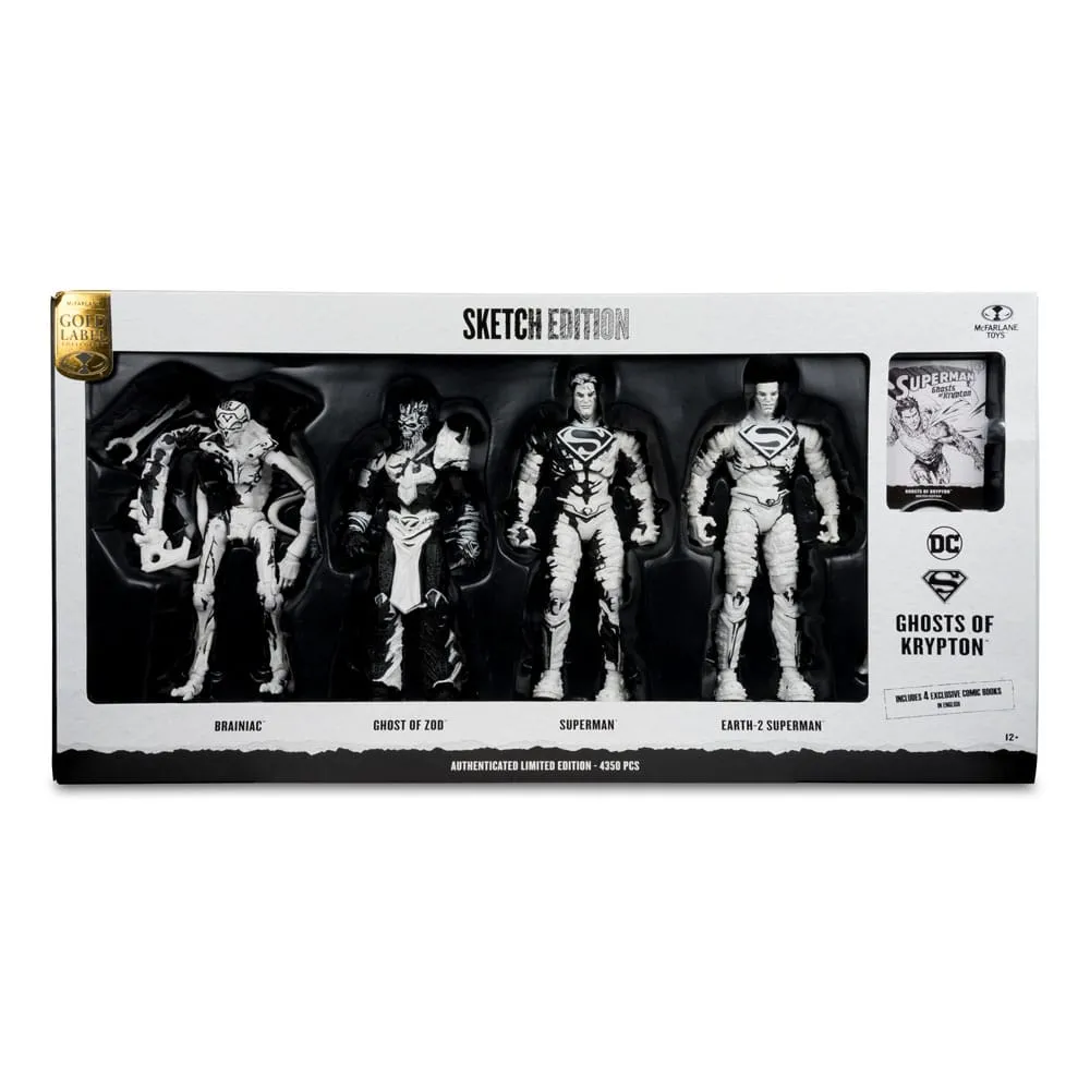 DC Direct Page Punchers Action Figures & Comic Book Pack Of 4 Superman Series (Sketch Edition) (Gold Label) 18 Cm