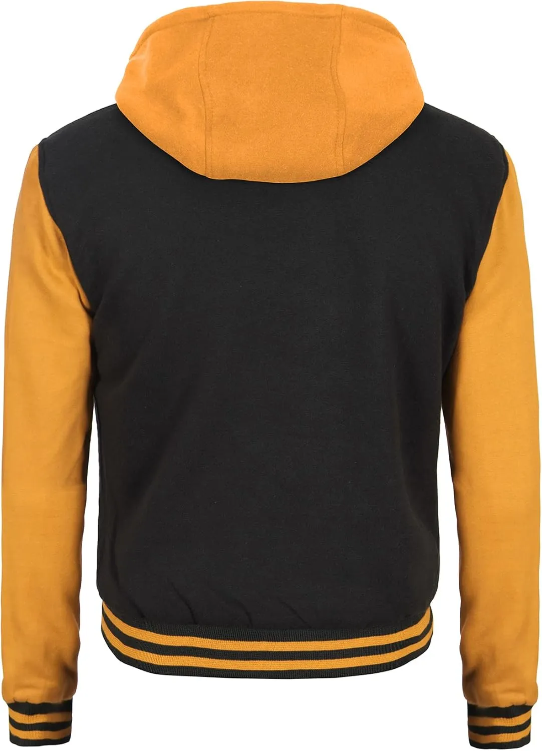 Decrum Hooded Varsity Jacket Men - High School Letterman Bomber Style Hoodie Baseball Jackets for Men