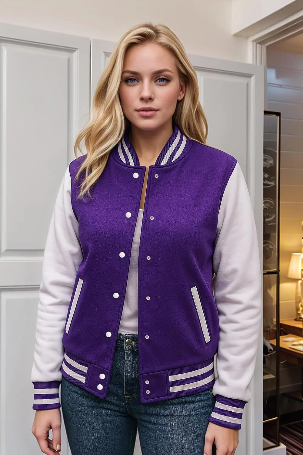 Decrum Varsity Jacket Women - Trendy Womens Letterman Jackets Highschool Baseball Bomber