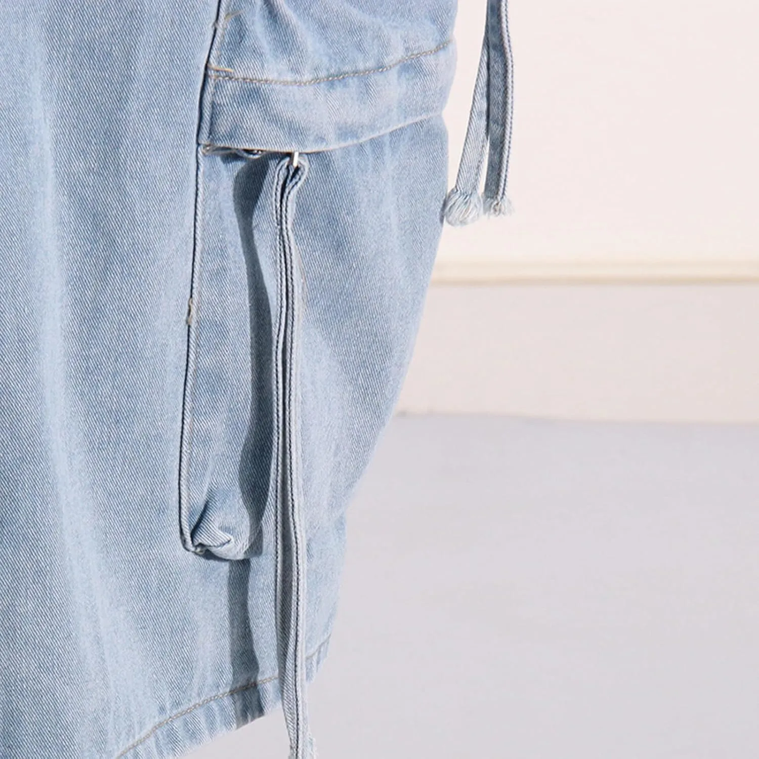 Denim Midi Skirt Women Y2K Casual High Waisted Slit Multiple Pockets Jean Cargo Skirt Pencil Skirt