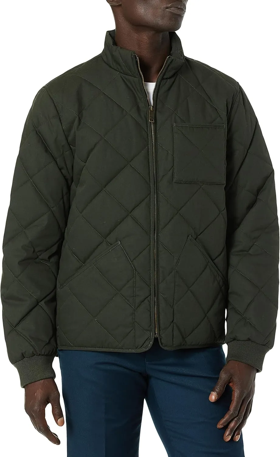 Dockers Men's Diamon Quilted Cotton Open-Bottom Bomber Jacket