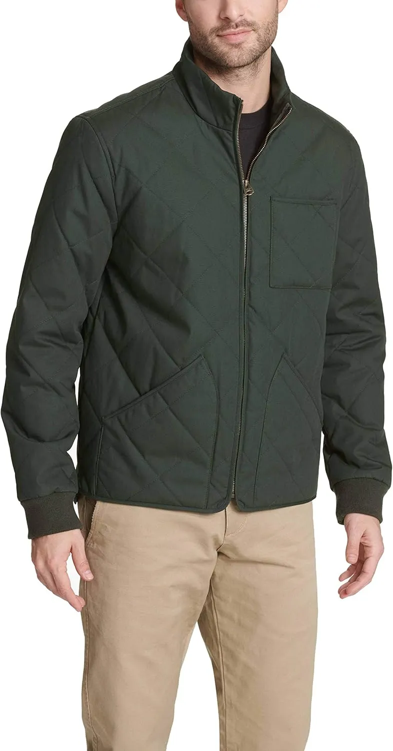 Dockers Men's Diamon Quilted Cotton Open-Bottom Bomber Jacket