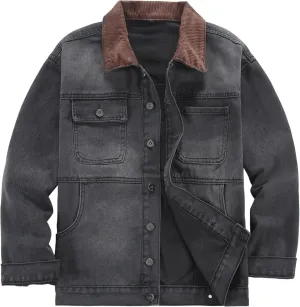 DOSLAVIDA Men's Denim Jacket Classic Trucker Jean Coat Lightweight Casual Wash Distressed Outwear Tops