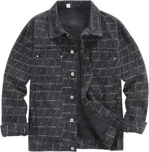 DOSLAVIDA Men's Denim Jacket Classic Trucker Jean Coat Lightweight Casual Wash Distressed Outwear Tops