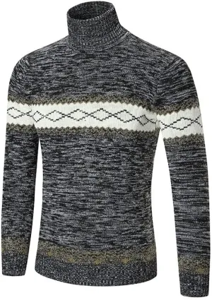 DuDubaby Men Turtleneck Long Sleeve Slim Pullover Sweatershirt Blouse Top