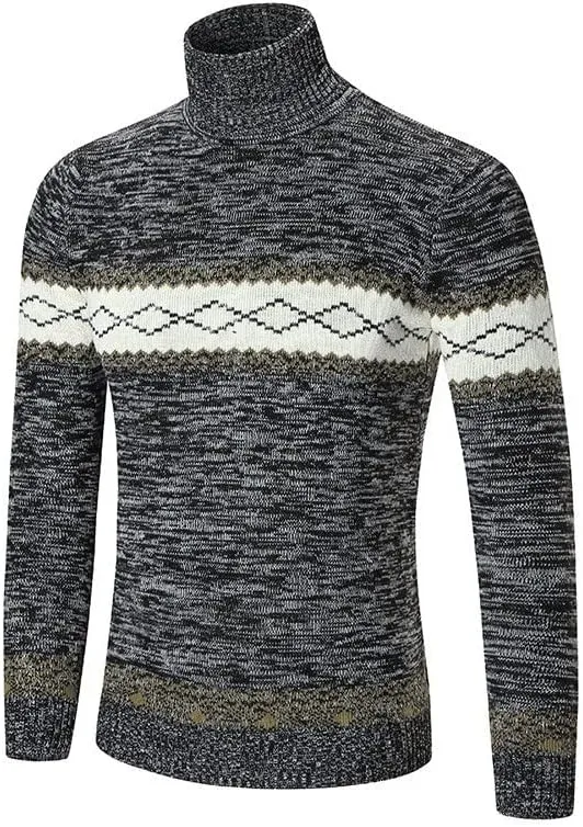 DuDubaby Men Turtleneck Long Sleeve Slim Pullover Sweatershirt Blouse Top