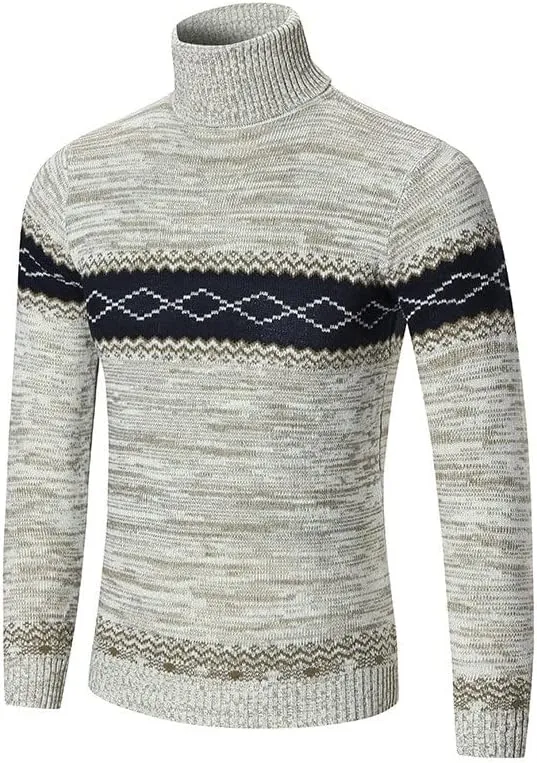 DuDubaby Men Turtleneck Long Sleeve Slim Pullover Sweatershirt Blouse Top