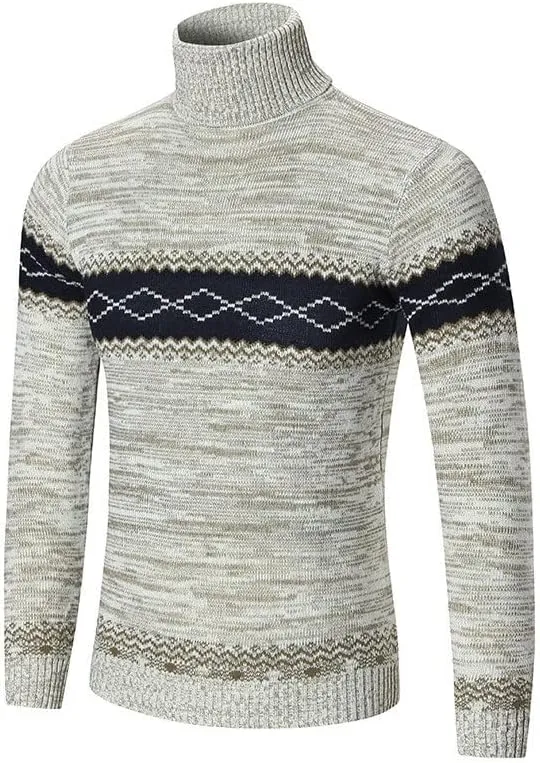 DuDubaby Men Turtleneck Long Sleeve Slim Pullover Sweatershirt Blouse Top
