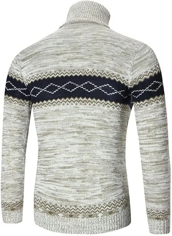 DuDubaby Men Turtleneck Long Sleeve Slim Pullover Sweatershirt Blouse Top