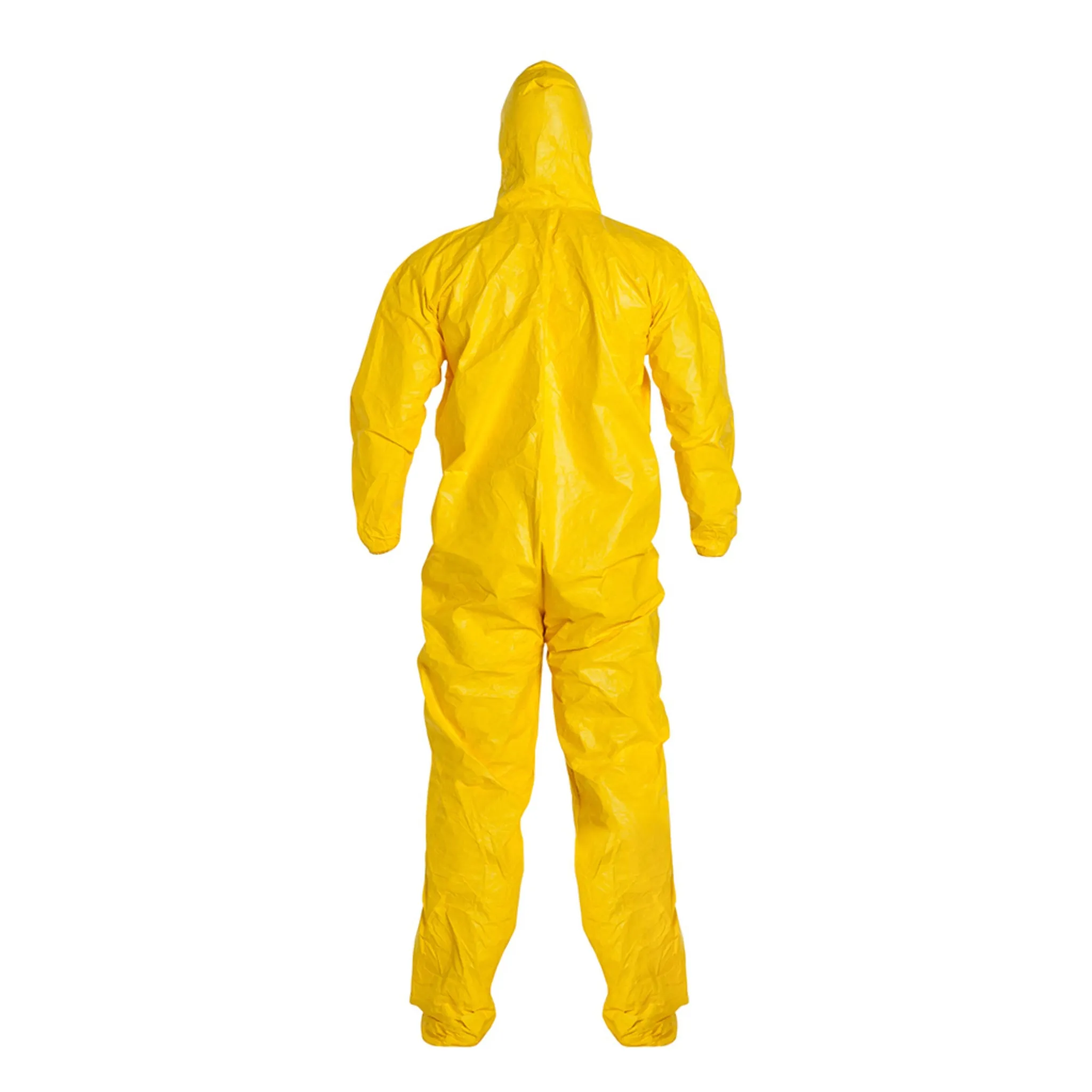 DuPont Tychem 2000 QC122SYL Chemical Protective Coverall with Hood, Elastic Wrists, Attached Socks, 10 Mil, Yellow, Case of 12