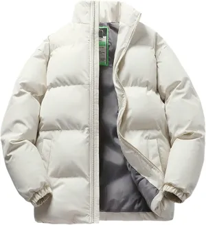 Elastic Cuff Cotton Coat Unisex Winter with Multiple Pockets Wind-resistant Design Thick Padded Stand Collar Neck