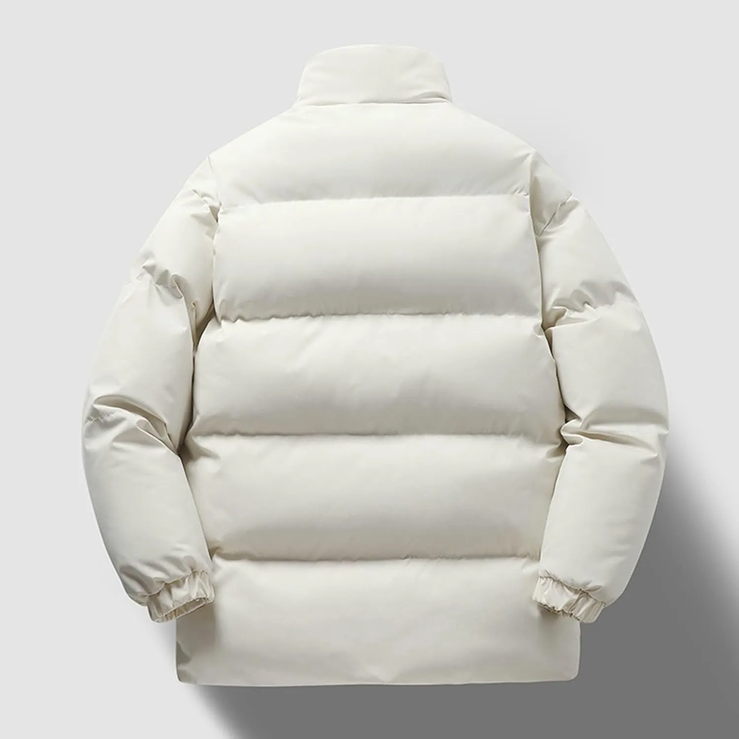 Elastic Cuff Cotton Coat Unisex Winter with Multiple Pockets Wind-resistant Design Thick Padded Stand Collar Neck