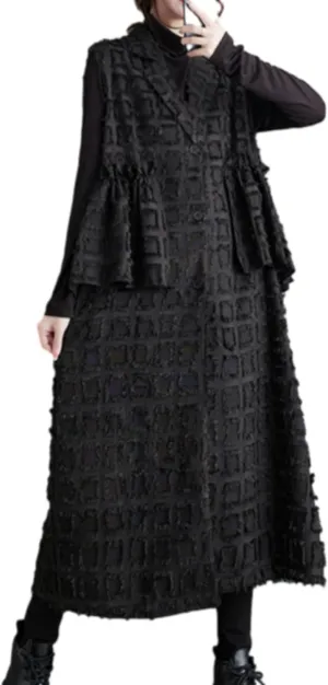 ellazhu Women's Funky Lapel Collar Cardigan Vest Solid Sleeveless Open Front Outerwear GZ28