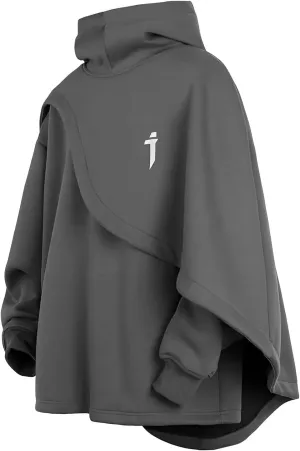 Ellniges]Winter Hooded Cape JacketFleece-Lined Cloak Coat for Teens, Cozy Oversized Pullover with Thick Wool Lining, Women's Streetwear Outerwear, Cold-Weather Layering Essential
