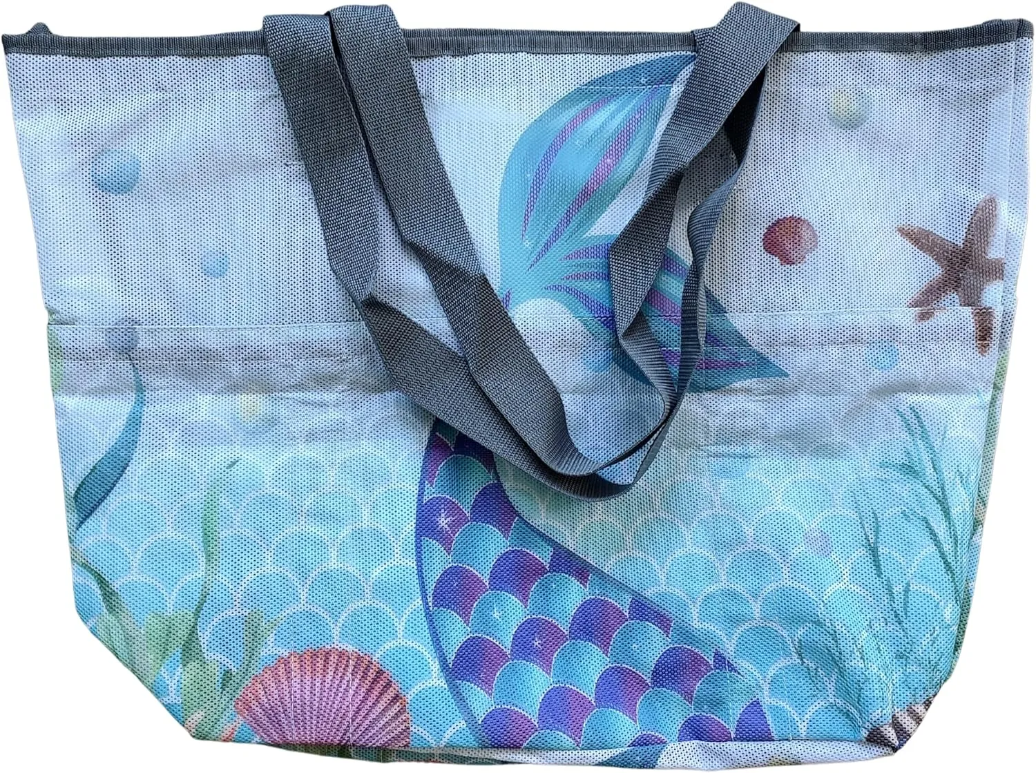 Extra Large Beach Themed Patterned 7 Pocket Mesh Sandproof Water Resistant Beach Bag
