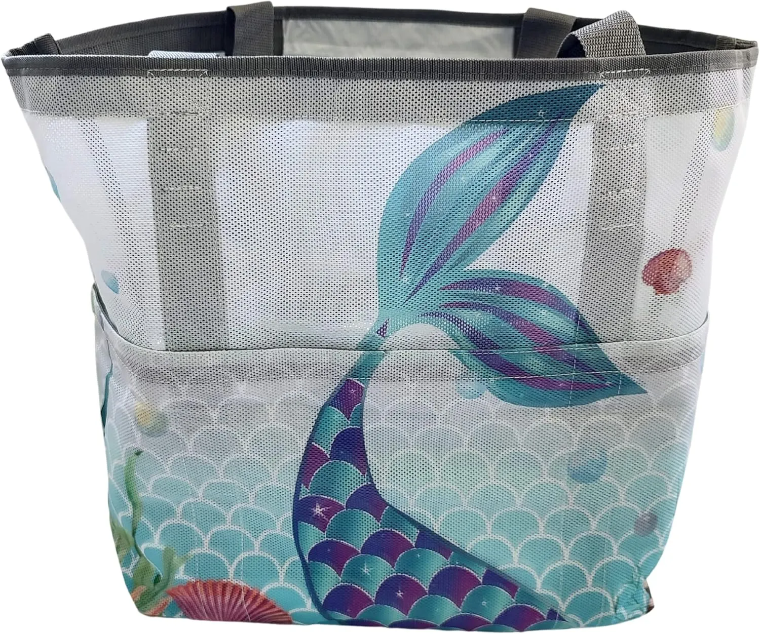 Extra Large Beach Themed Patterned 7 Pocket Mesh Sandproof Water Resistant Beach Bag