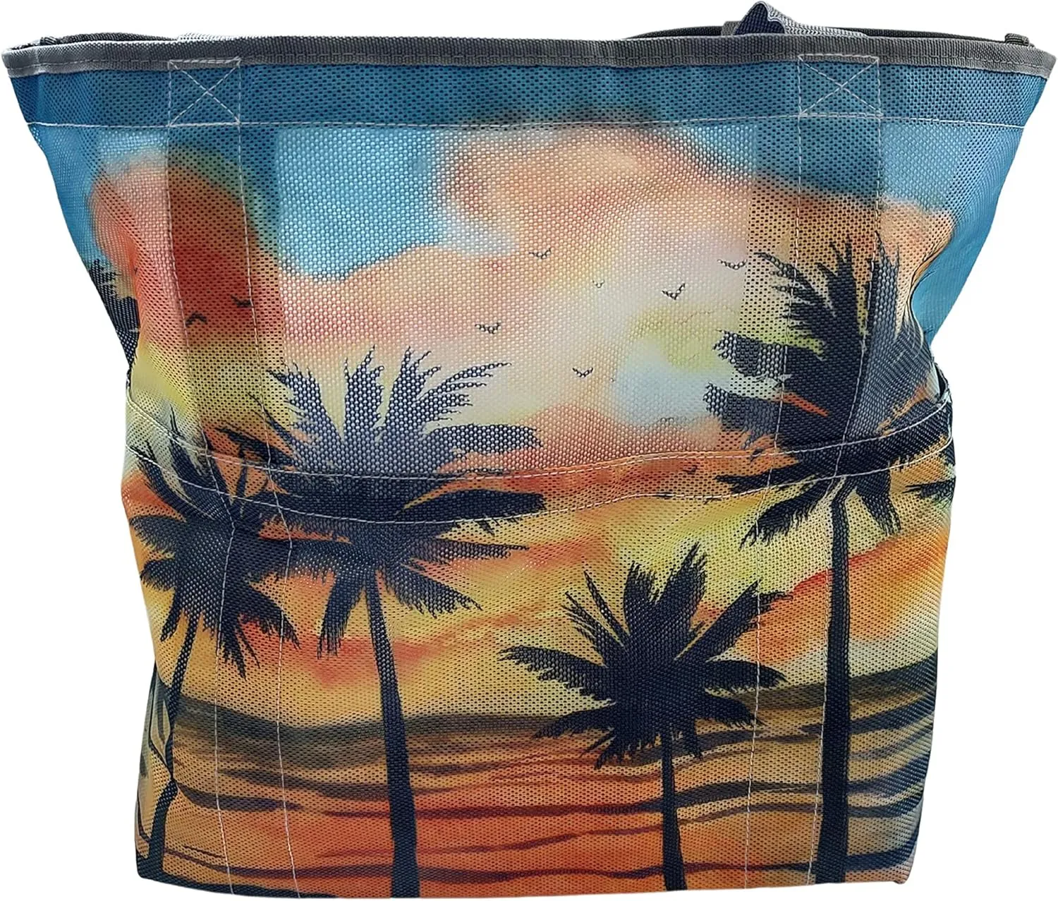 Extra Large Beach Themed Patterned 7 Pocket Mesh Sandproof Water Resistant Beach Bag