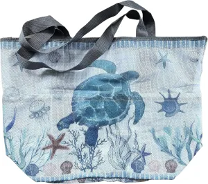 Extra Large Beach Themed Patterned 7 Pocket Mesh Sandproof Water Resistant Beach Bag