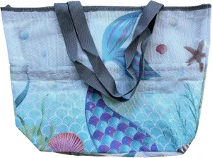 Extra Large Beach Themed Patterned 7 Pocket Mesh Sandproof Water Resistant Beach Bag
