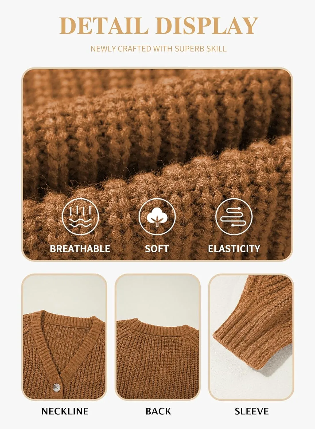 Eytino Womens Plus Size Cardigan Sweater Long Sleeve Button Down Chunky Knit Open Front Cardigans Outwear(1X-5X)