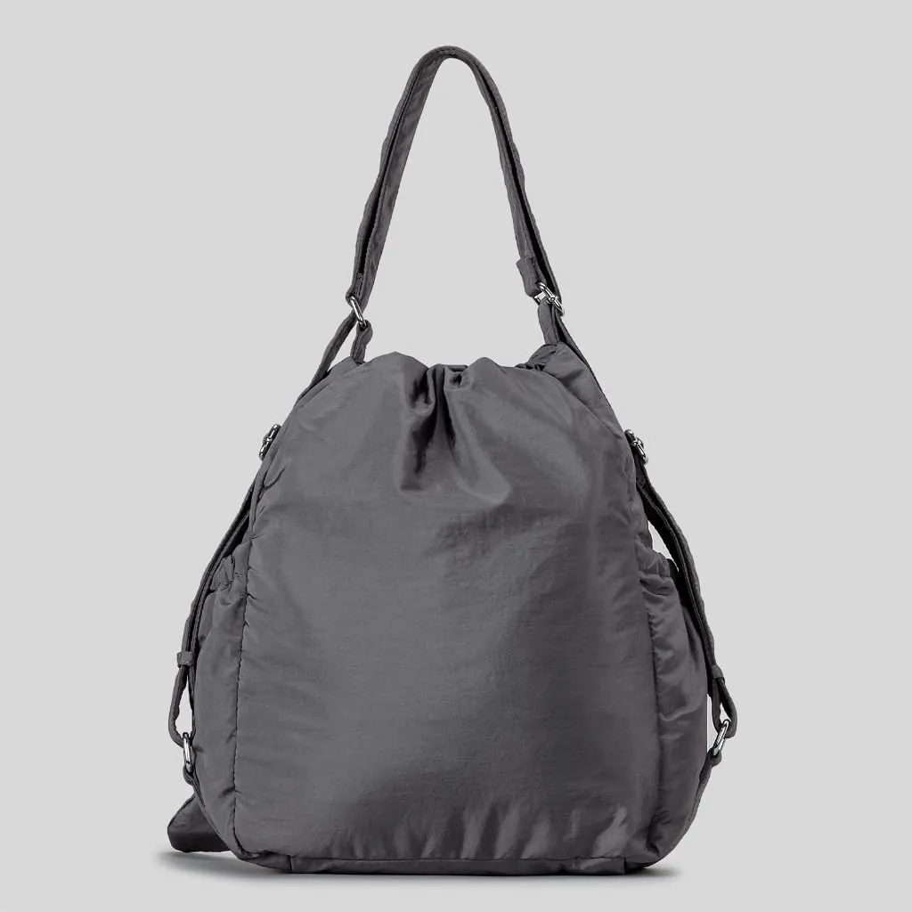 Fashionable Drawstring Bucket Bag Spacious Nylon Shoulder Handbag with Multiple Pockets Bowknot Backpack for Women