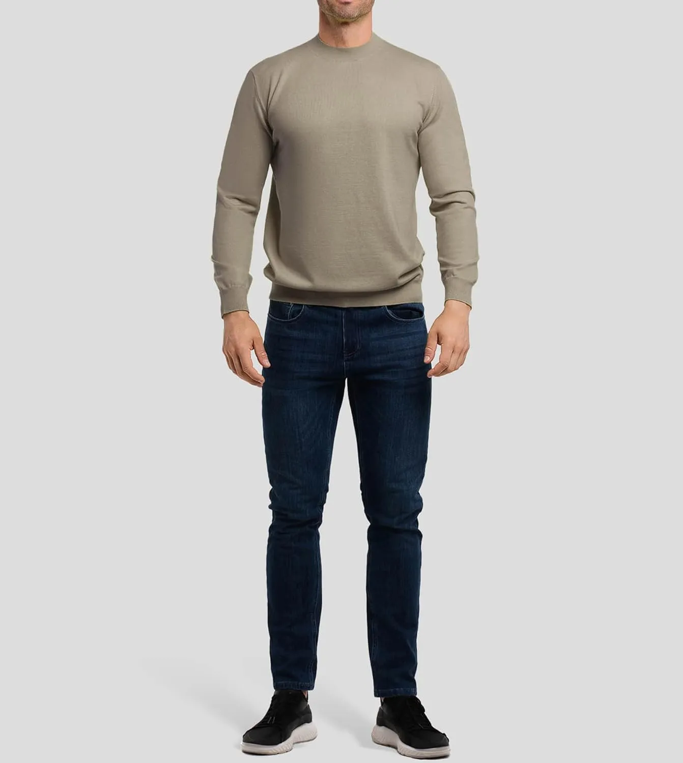 Fioboc Men's Crewneck Sweater Casual Pullover Sweater Slim Fit Lightweight Long Sleeve Knit Sweater S-4XL