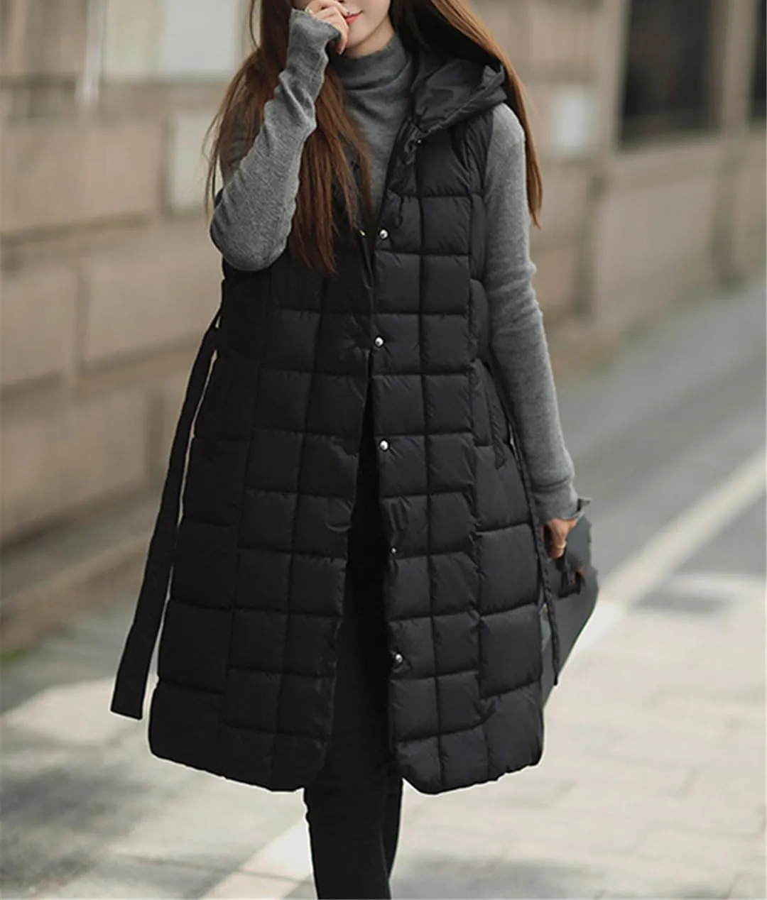Fjnbbiot Autumn Winter Sleeveless Puffer Vest Women Warm Outerwear Casual Hooded Cotton Padded Coat Waistcoat