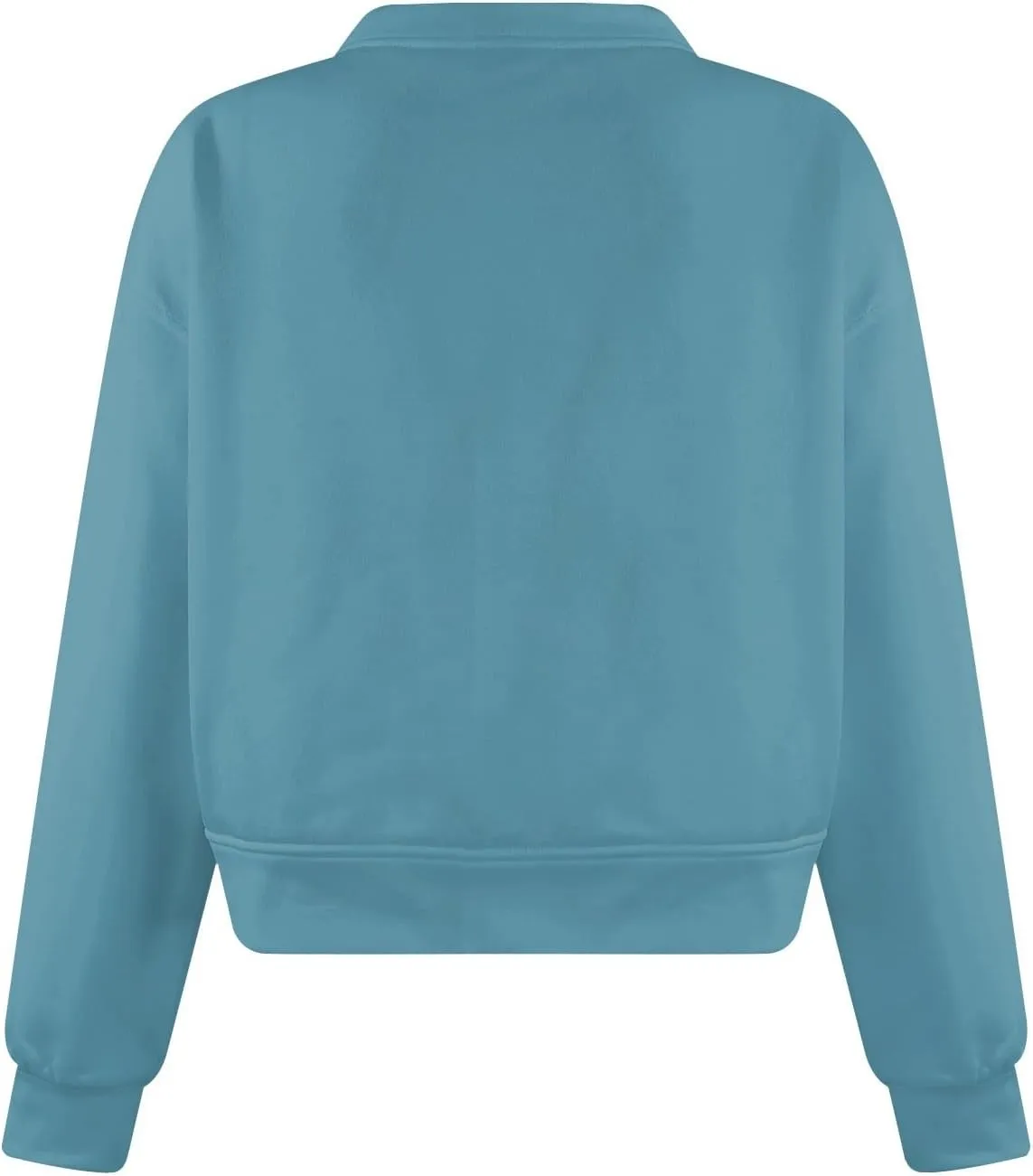 Fleece Pullover Women Oversized V Neck Cropped Sweatshirt Winter Casual Comfy Long Sleeve Sweaters Preppy Clothes