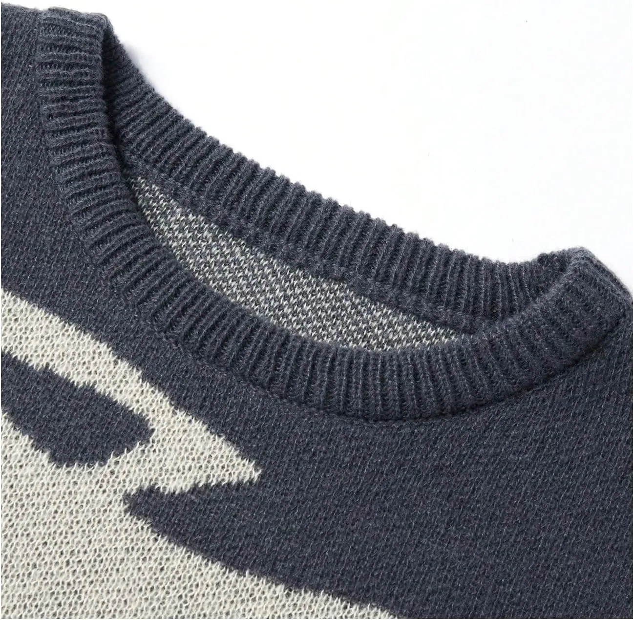 Floerns Men's Letter Print Long Sleeve Knit Wear Crewneck Pullover Sweaters