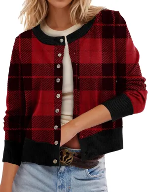 Floral Cardigan Sweaters for Women Lightweight Button Up Flower Printed Pattern Cardigans Fall Knit Sweater Tops