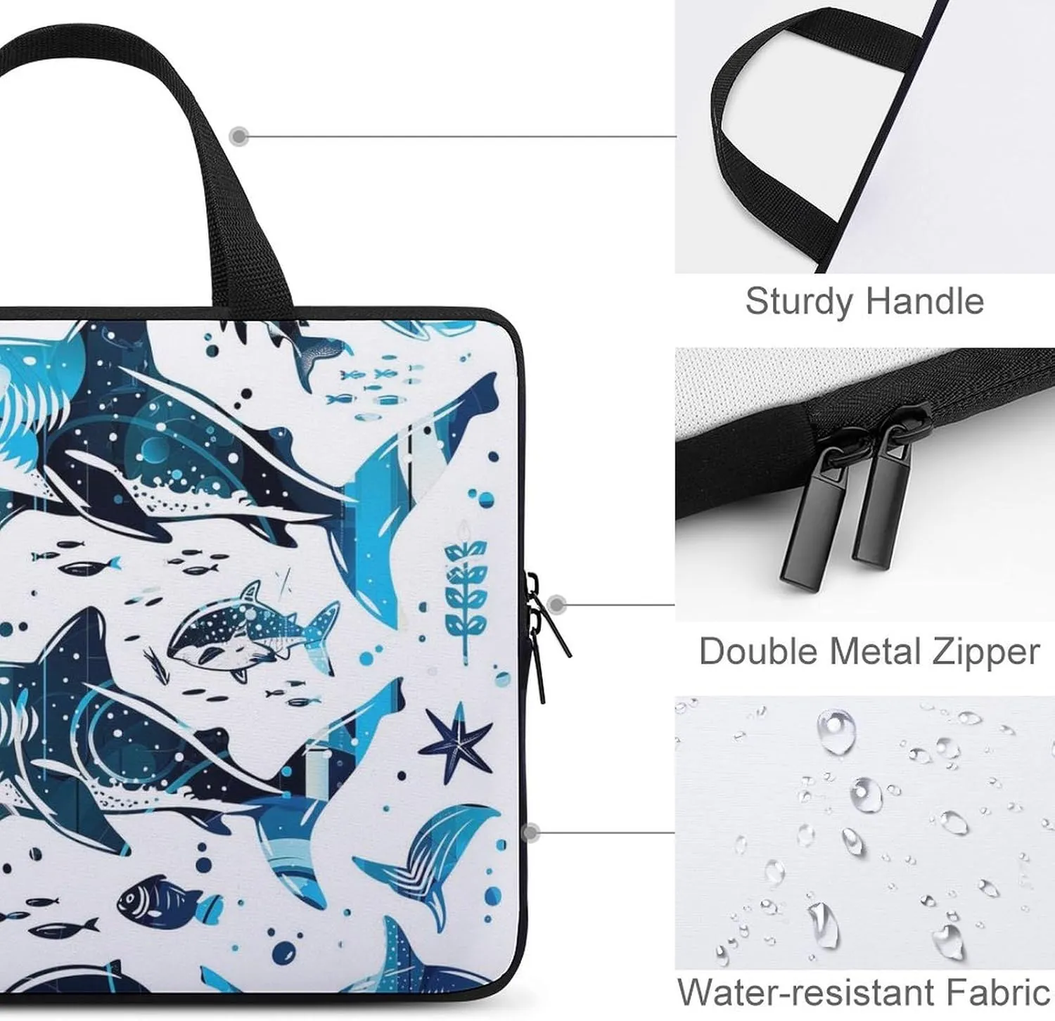 Floral Pattern Laptop Bag Water-resistant Laptop Sleeve Handle Notebook Computer Case Briefcase