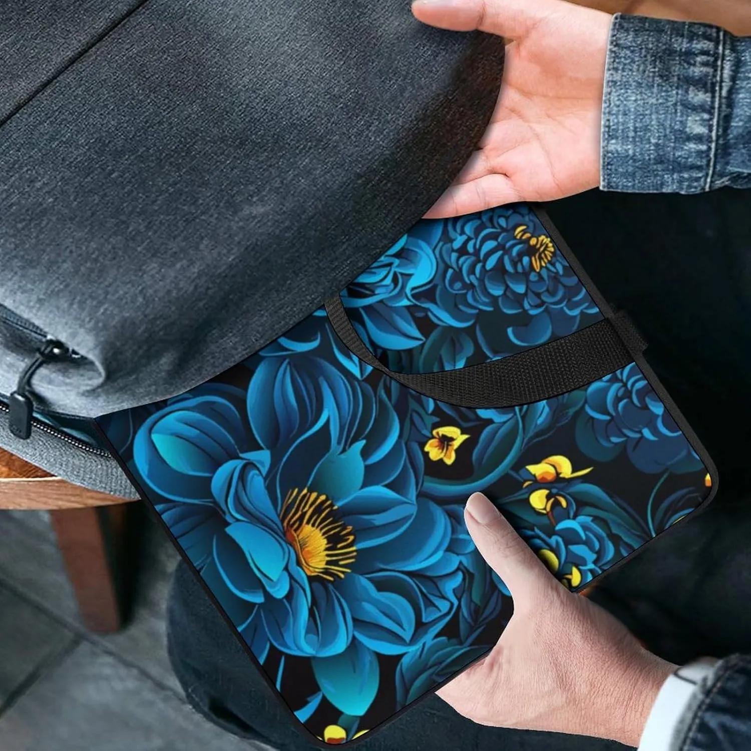 Floral Pattern Laptop Bag Water-resistant Laptop Sleeve Handle Notebook Computer Case Briefcase