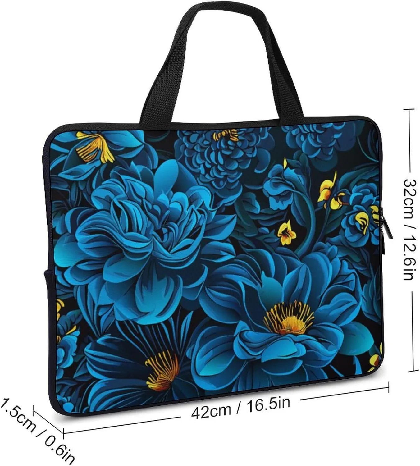 Floral Pattern Laptop Bag Water-resistant Laptop Sleeve Handle Notebook Computer Case Briefcase