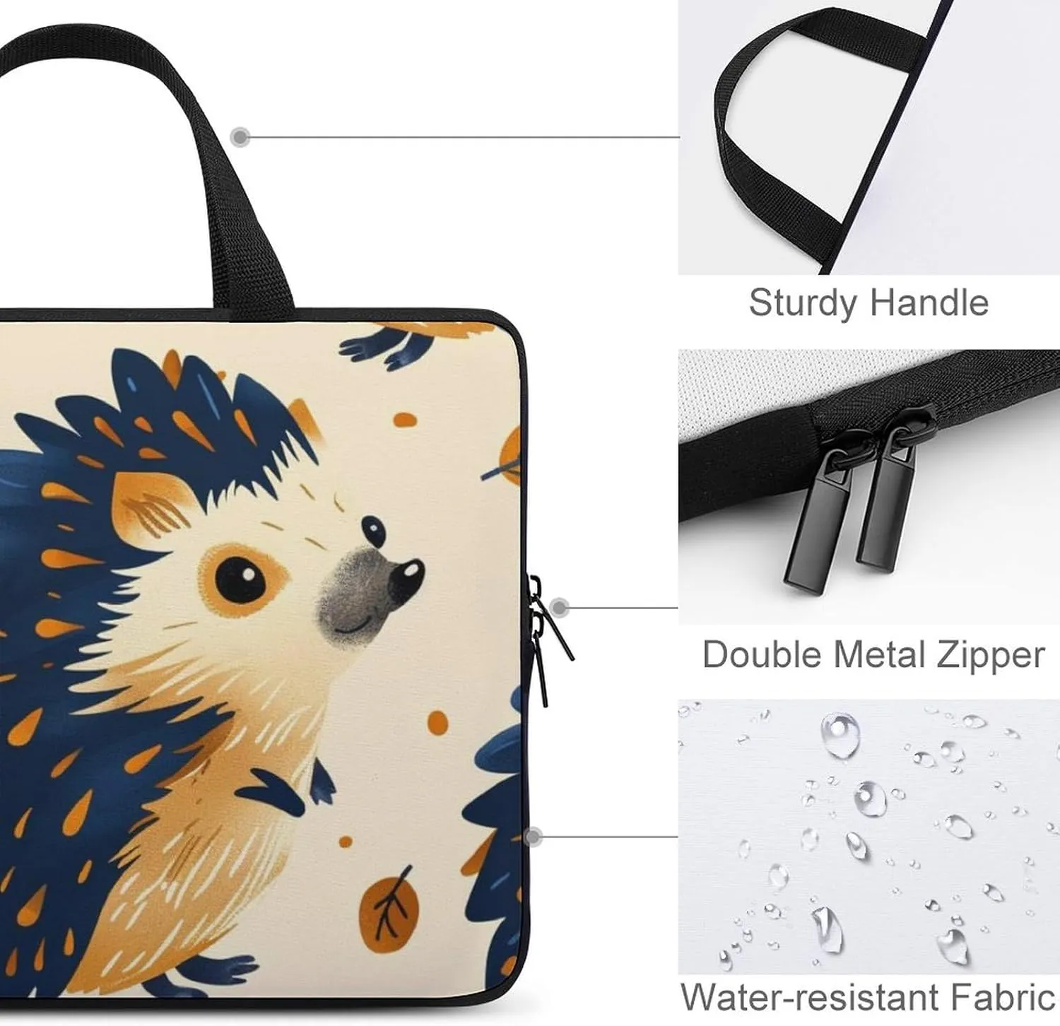 Floral Pattern Laptop Bag Water-resistant Laptop Sleeve Handle Notebook Computer Case Briefcase