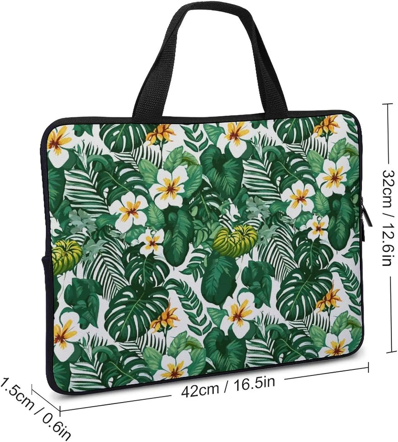 Floral Pattern Laptop Bag Water-resistant Laptop Sleeve Handle Notebook Computer Case Briefcase