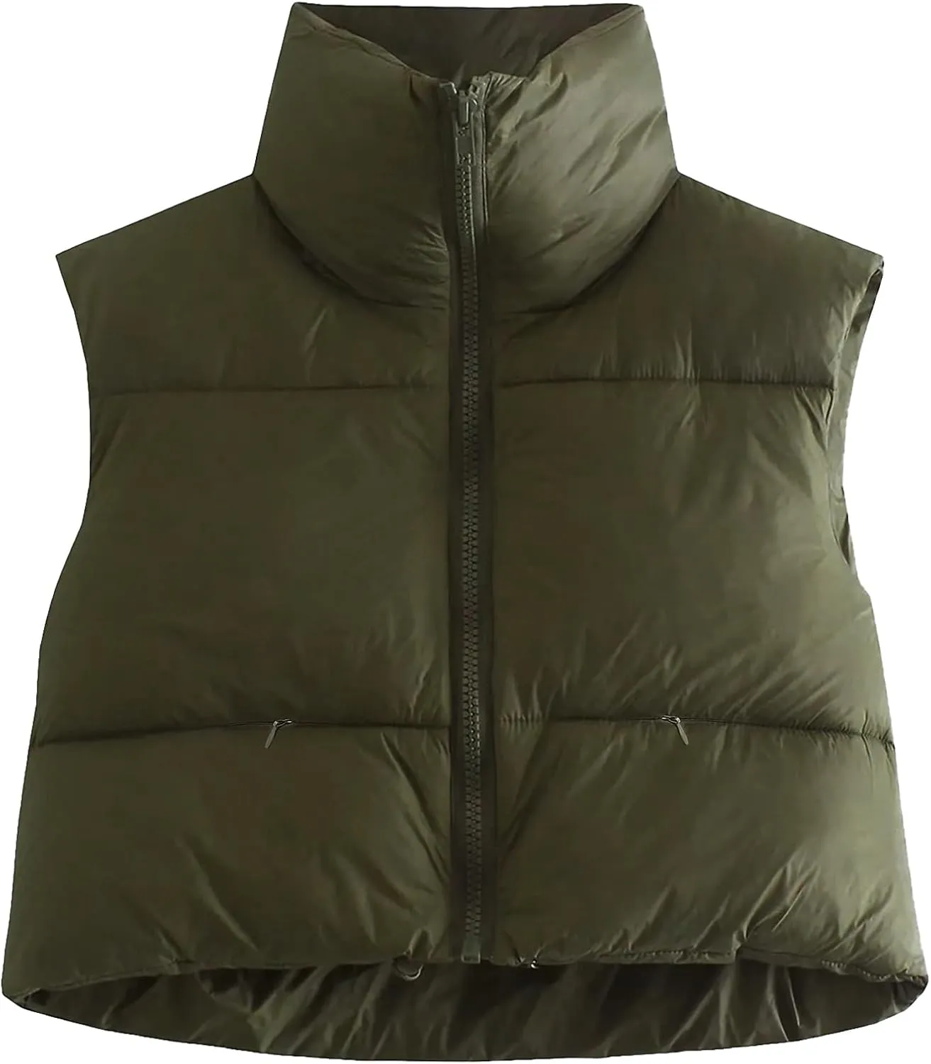 Flygo Women's Cropped Puffer Vest Zip Up Stand Collar Sleeveless Padded Bubble Vest