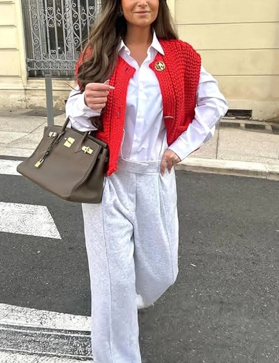 Flygo Womens Sleeveless Sweater Vest 2025 Spring Summer Crop Knit Top Chunky Crochet Button Cardigan Sweaters