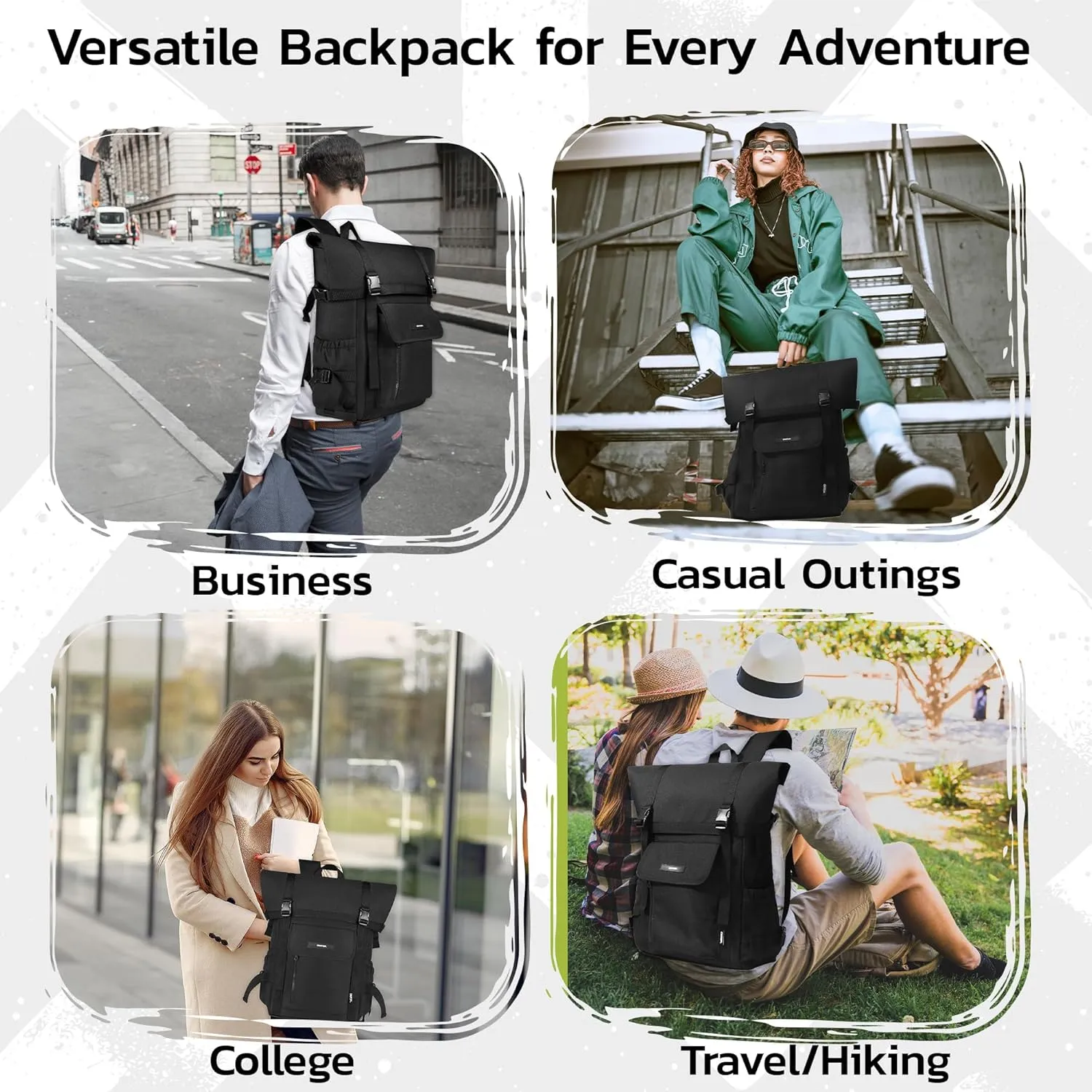 Fold Backpack Laptop 15.6in Ultra Lightweight Water Resistant Travel Bookbag
