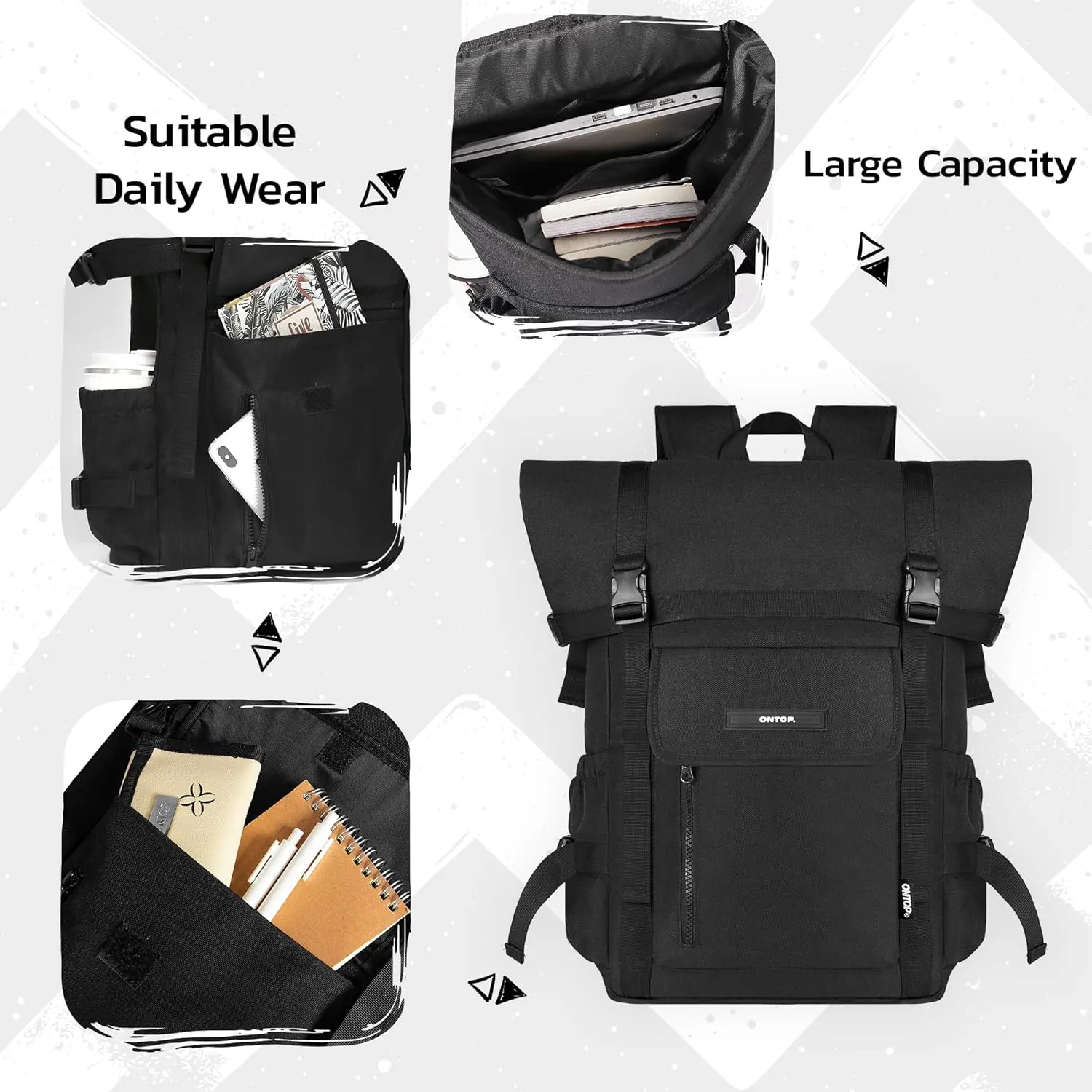 Fold Backpack Laptop 15.6in Ultra Lightweight Water Resistant Travel Bookbag