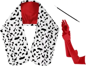 For G and PL Womens Halloween Dalmatian Shawl Costume with Pipe and Red Gloves