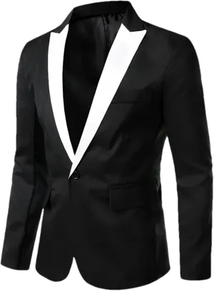 Formal Men's Suit Patchwork Slim Fit Solid Color Single Button Lapel Suit Casual Business Long Sleeve Suit Jacket