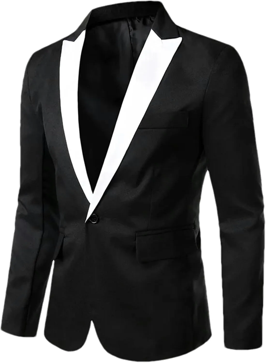 Formal Men's Suit Patchwork Slim Fit Solid Color Single Button Lapel Suit Casual Business Long Sleeve Suit Jacket